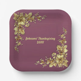Elegante gouden Thanksgiving Papieren Bordje