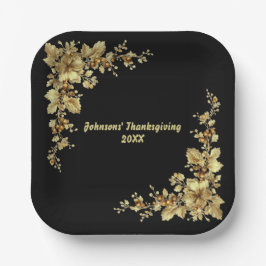 Elegante gouden Thanksgiving Papieren Bordje