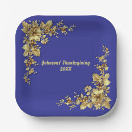 Elegante gouden Thanksgiving Papieren Bordje