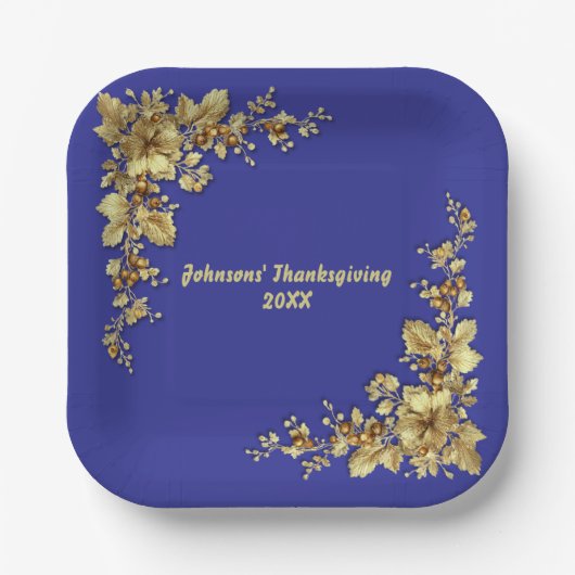 Elegante gouden Thanksgiving Papieren Bordje (Voorkant)