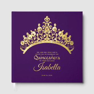 Elegante gouden tiara kroon Quinceañera verjaardag Gastenboek