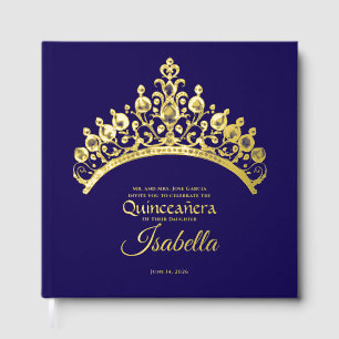 Elegante Gouden Tiara Kroon Quinceañera Verjaardag Gastenboek