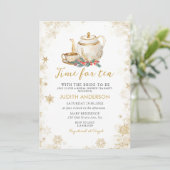 Elegante gouden tijd voor Tea Christmas Vrijgezell Kaart (Staand voorkant)