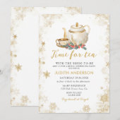 Elegante gouden tijd voor Tea Christmas Vrijgezell Kaart (Voorkant / Achterkant)
