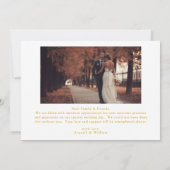 Elegante gouden toon script bruiloft foto bedankkaart (Achterkant)