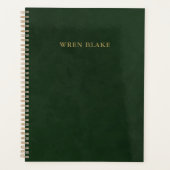 Elegante gouden topografie en donkergroen leer planner (Voorkant)