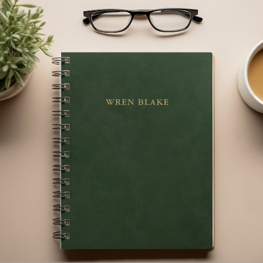 Elegante gouden topografie en donkergroen leer planner