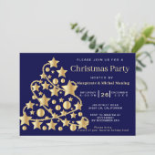 Elegante gouden traditionele boom kerstfeest kaart (Staand voorkant)