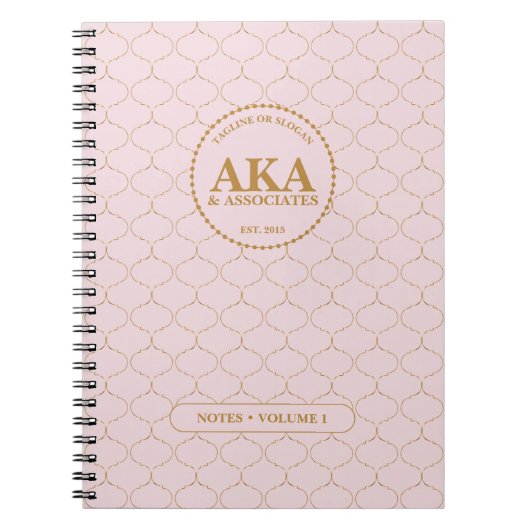 Elegante gouden trellis Custom Business Monogram Notitieboek (Voorkant)