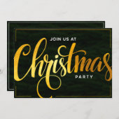 Elegante Gouden Trendy Script Vakantiefeest Uitnod Kaart (Voorkant / Achterkant)