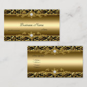 Elegante gouden trim zwarte diamanten juweel visitekaartje (Voorkant / Achterkant)