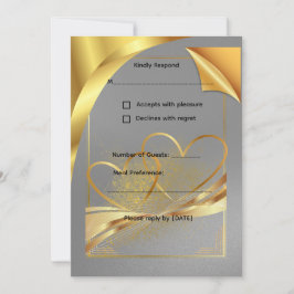Elegante gouden trouw-RSVP-kaart | Bewerkbare reac Kaart