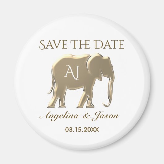 Elegante gouden trouw save the date magneet (Voorkant)
