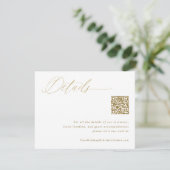 Elegante gouden trouwdetails QR-code Informatiekaartje (Staand voorkant)