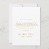 Elegante gouden trouwfoto bedankkaart (Achterkant)