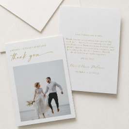 Elegante gouden trouwfoto bedankkaart