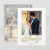 Elegante gouden trouwfoto Dank u Briefkaart (Voorkant / Achterkant)