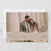 Elegante gouden trouwfoto Dank u kaarten (Voorkant)