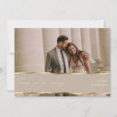Elegante gouden trouwfoto Dank u kaarten (Voorkant)