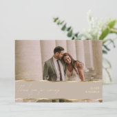 Elegante gouden trouwfoto Dank u kaarten (Staand voorkant)