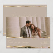 Elegante gouden trouwfoto Dank u kaarten (Voorkant / Achterkant)