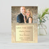Elegante Gouden Trouwfoto Save The Date (Staand voorkant)