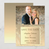 Elegante Gouden Trouwfoto Save The Date (Voorkant / Achterkant)