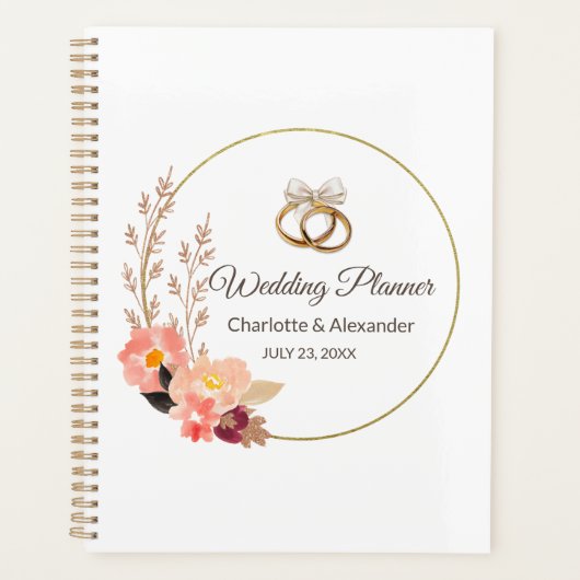 Elegante gouden trouwringen gepersonaliseerd planner (Voorkant)