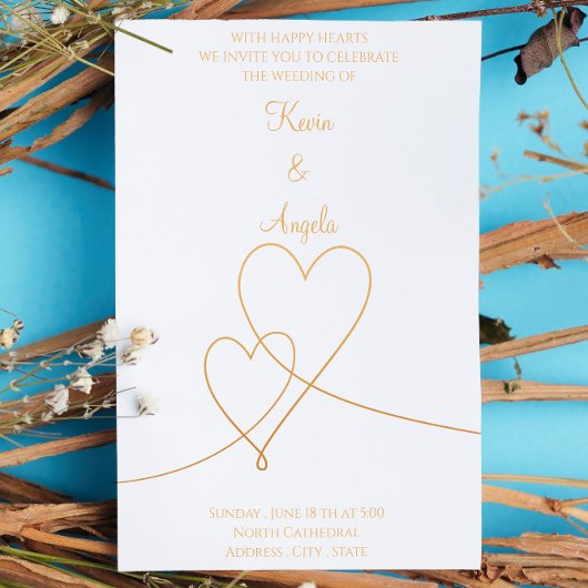 Elegante gouden trouwuitnodiging kaart