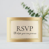 Elegante gouden trouwwebsite RSVP Kaart (Staand voorkant)