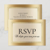 Elegante gouden trouwwebsite RSVP Kaart (Voorkant / Achterkant)