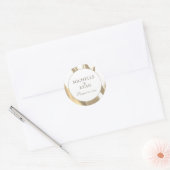 Elegante gouden tulpen bloemenbruiloft ronde sticker (Envelop)