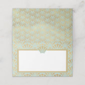Elegante gouden turquoise art deco bruiloft evenem plaatskaartje (Buitenkant ongevouwen)