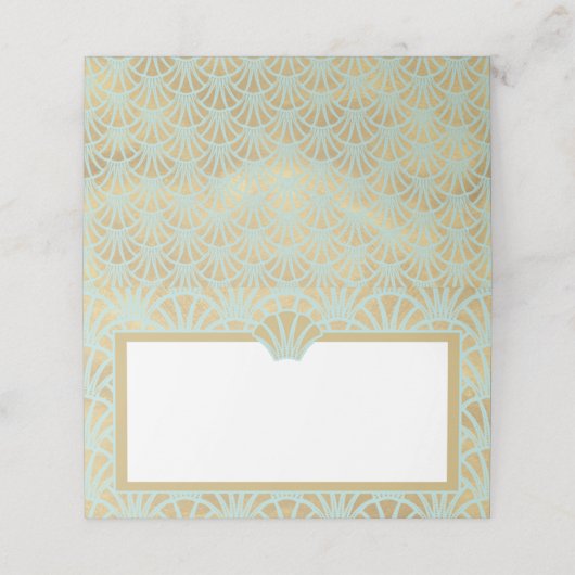 Elegante gouden turquoise art deco bruiloft evenem plaatskaartje (Buitenkant ongevouwen)