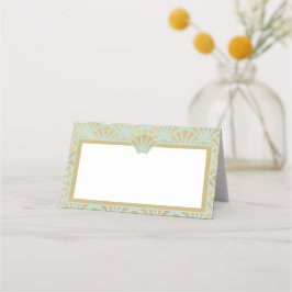 Elegante gouden turquoise art deco bruiloft evenem plaatskaartje