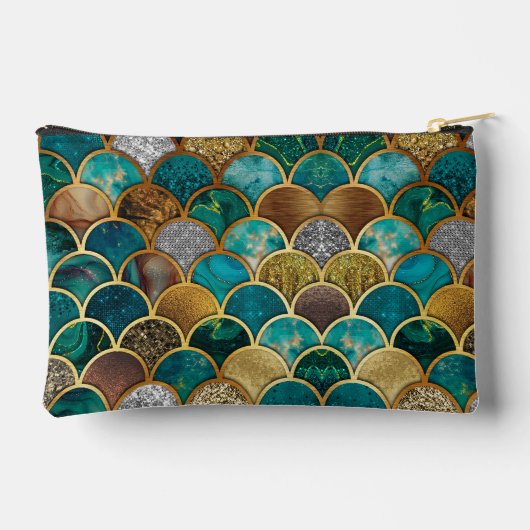 Elegante gouden turquoise groene girly zeemeermin etui (Achterkant)