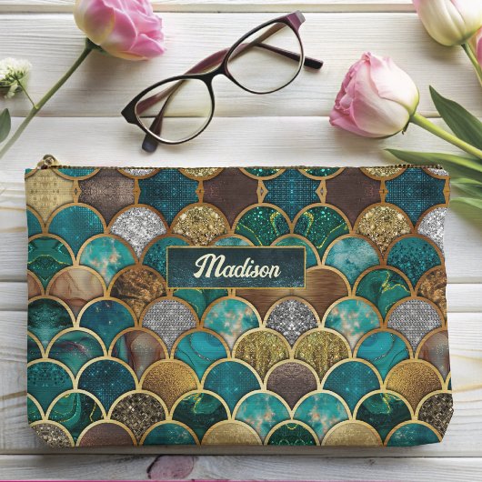 Elegante gouden turquoise groene girly zeemeermin  etui