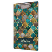 Elegante gouden turquoise groene girly zeemeermin  klembord (Links)