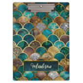 Elegante gouden turquoise groene girly zeemeermin  klembord (Voorkant)