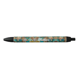 Elegante gouden turquoise groene girly zeemeermin zwarte inkt pen