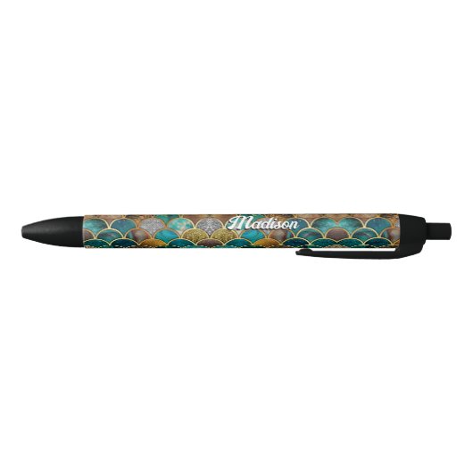 Elegante gouden turquoise groene girly zeemeermin  zwarte inkt pen (Bodem)