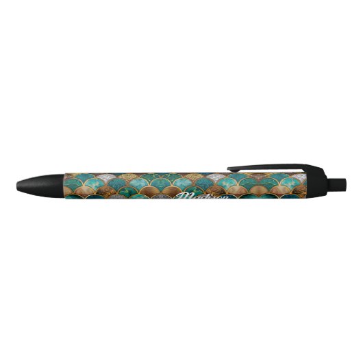 Elegante gouden turquoise groene girly zeemeermin  zwarte inkt pen (Bovenkant)