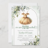 Elegante gouden tutu jurk groen gebogen meisje kaart (Voorkant)