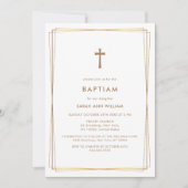 Elegante gouden typografie Cross Lijst doop Kaart (Voorkant)