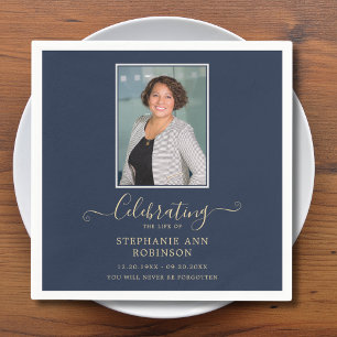 Elegante gouden typografie Foto Modern Blauw Servet