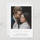 Elegante gouden typografie Foto Save the Date Kaar (Voorkant)