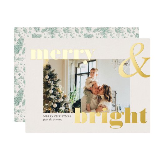 Elegante gouden typografie Foto Vrolijk Kerstfeest Folie Uitnodiging Briefkaart