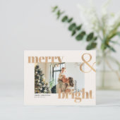 Elegante gouden typografie Foto Vrolijk Kerstmis Briefkaart (Staand voorkant)