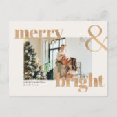 Elegante gouden typografie Foto Vrolijk Kerstmis Briefkaart (Voorkant)