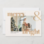 Elegante gouden typografie Foto Vrolijk Kerstmis Kaart (Voorkant)